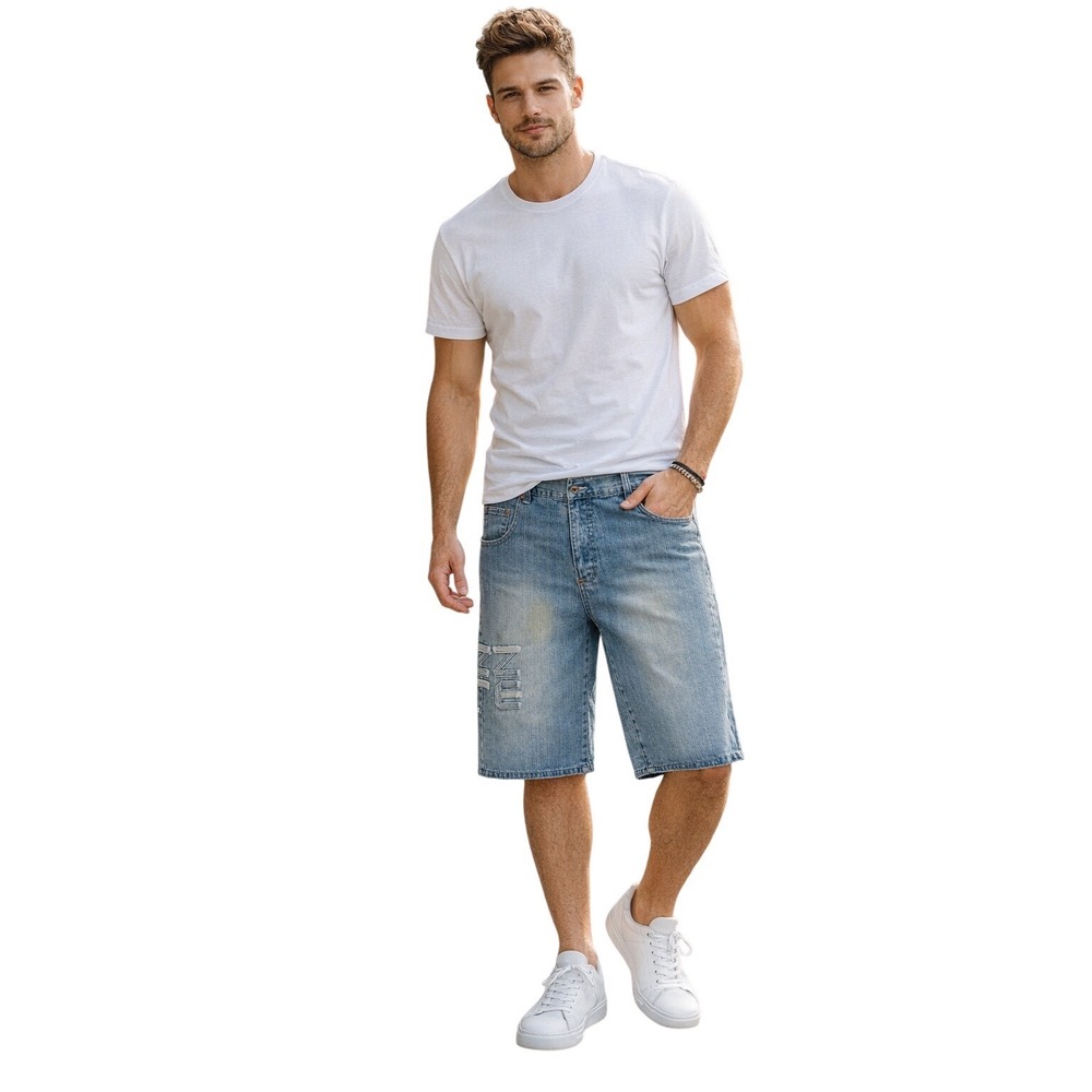 AZZURE Jean Shorts Mens 40W X 33L Light Wash Denim Y2K Vintage Grunge‎ 99-43